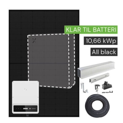 Solcelleanlæg klar til batteri 10 kW med hybridinverter