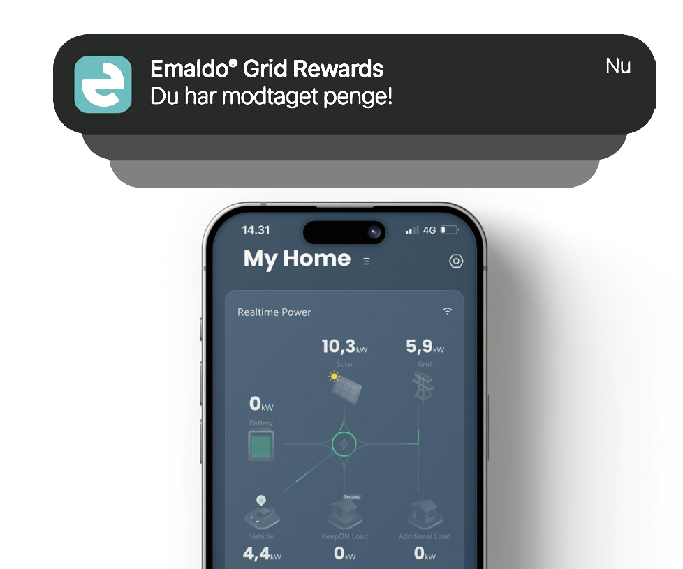 Udbetaling af Emaldo Grid Rewards på appen
