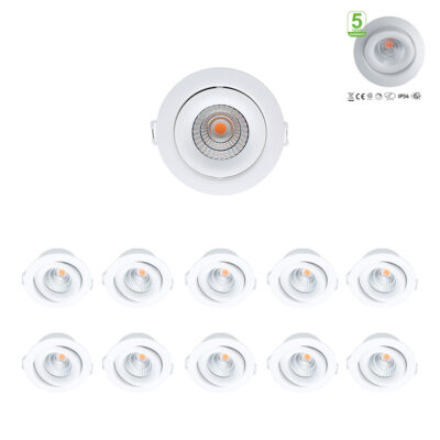 10 stk. SPOT E 6W Hvid Indendørs/Udendørs 2700K Dæmpbar